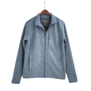 Medelita Womens Strata Sweater Fleece Scrub Jacket Womens Small Full Zip Blue